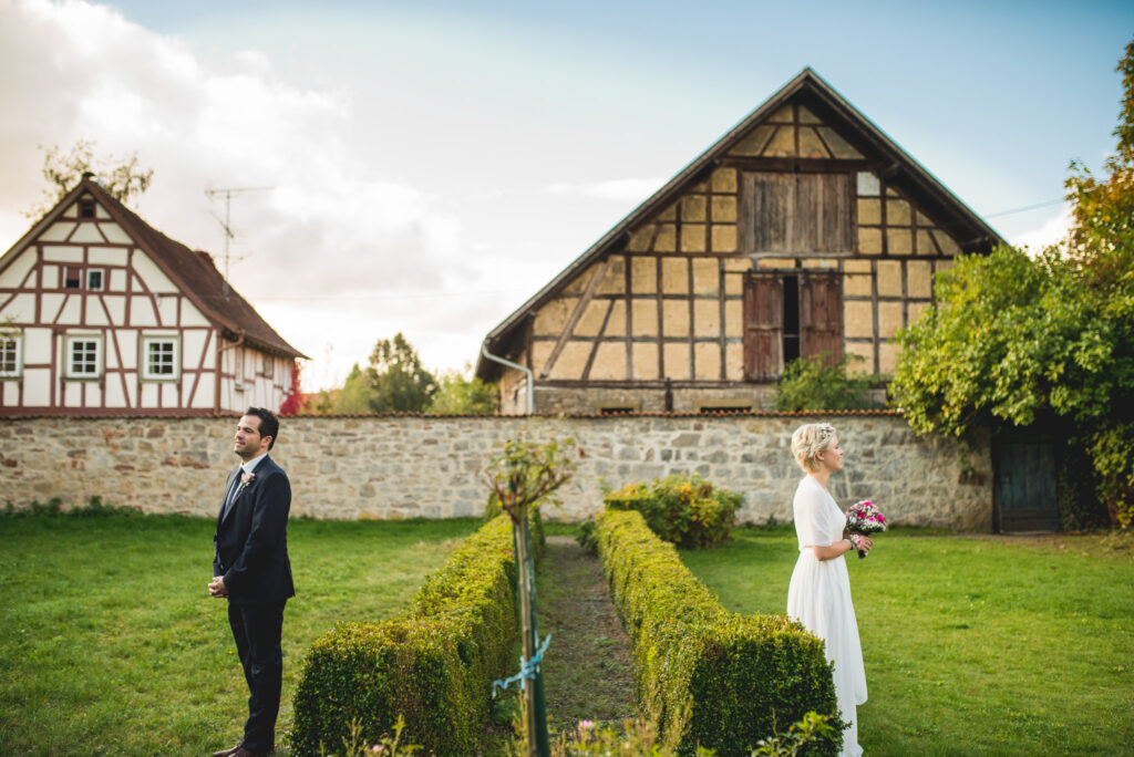 First Look Brautpaar Hochzeitsfotografie