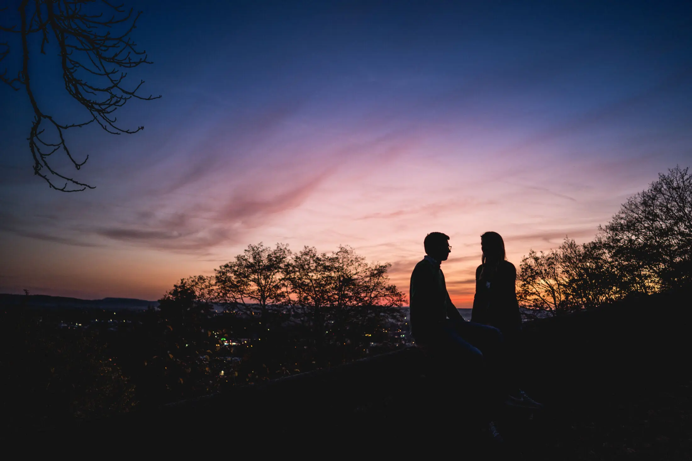 Blaue Stunde Hochzeitsfoto romantische Abendstimmung